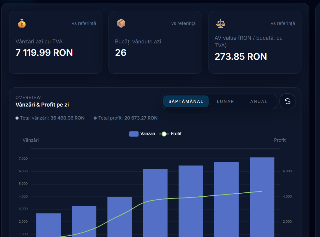 Synsale - Overview vânzări și profit